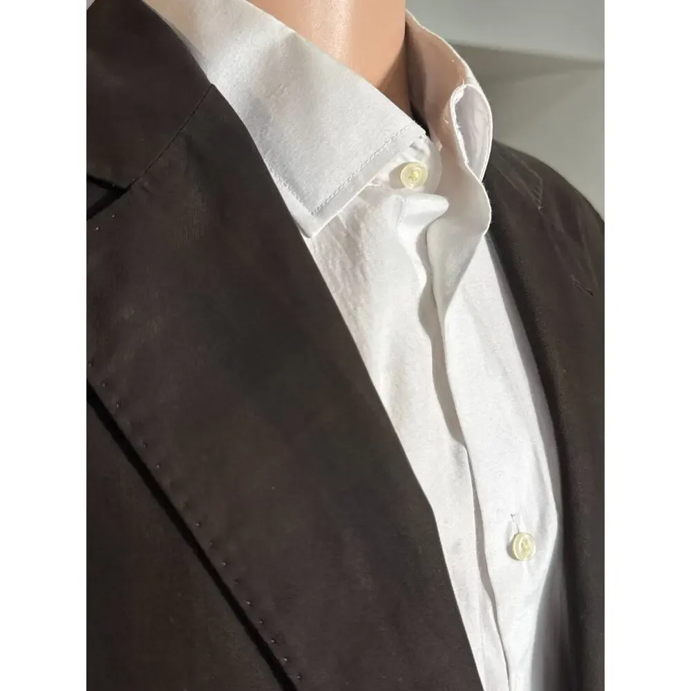 Brunello Cucinelli Brown Tartain Plaid Sportcoat 54IT 42R US Cotton Unstructured